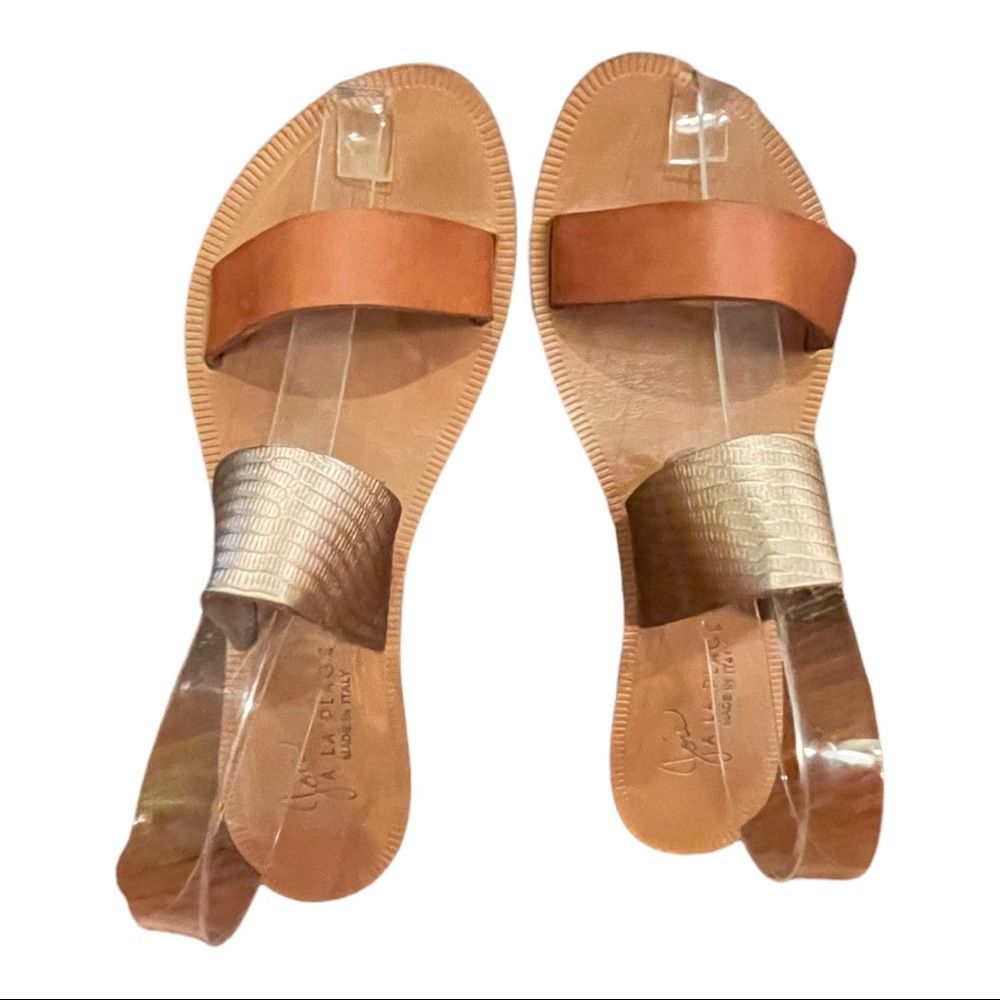 Joie A La Plage Sable in Tan and gold leather double strap sandals 37.5 Italy - Picture 6 of 16